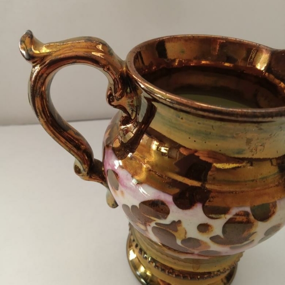 Vintage porcelain copper color creamer, pitcher. 8 oz. - Picture 4 of 7